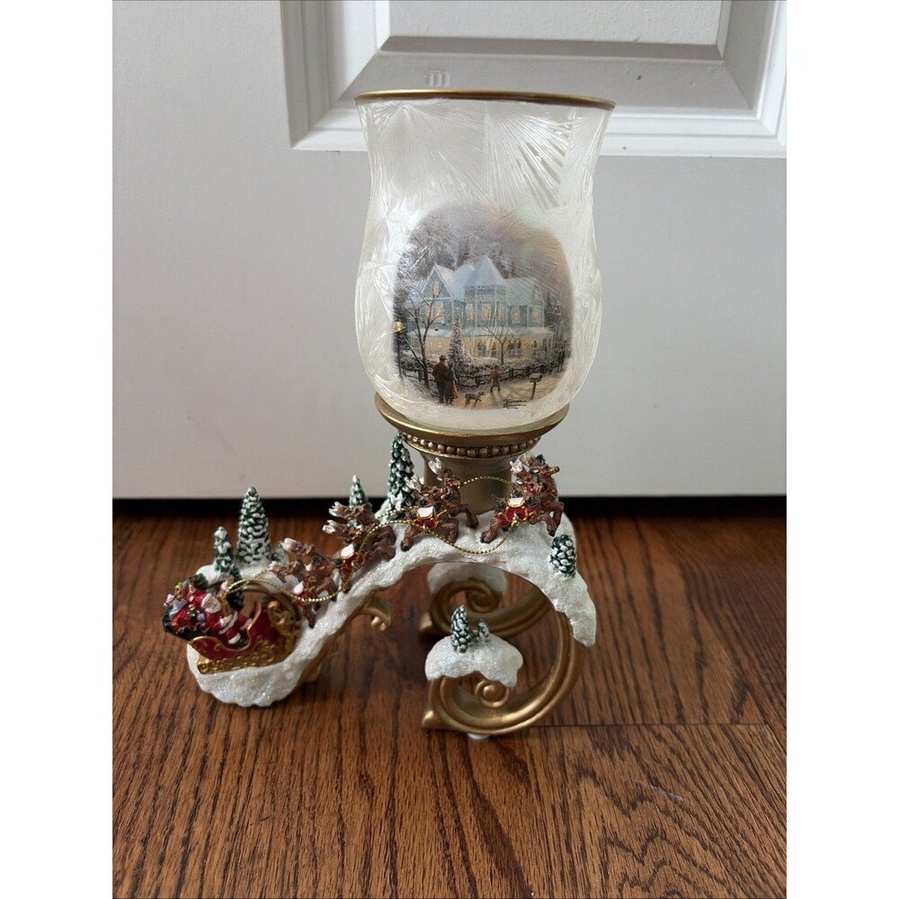 Thomas Kinkade Bright Holiday Memories Candleholder “A Holiday Gathering”
